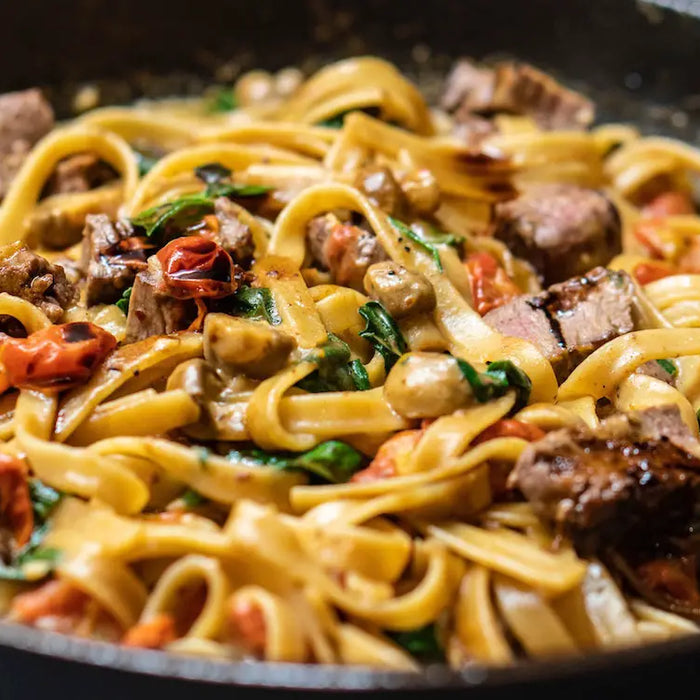 Beef and mushroom pasta