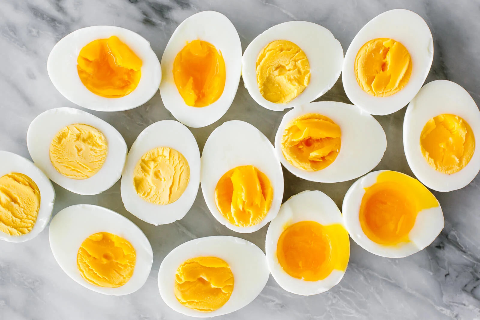 Boiled eggs on kitchen counter