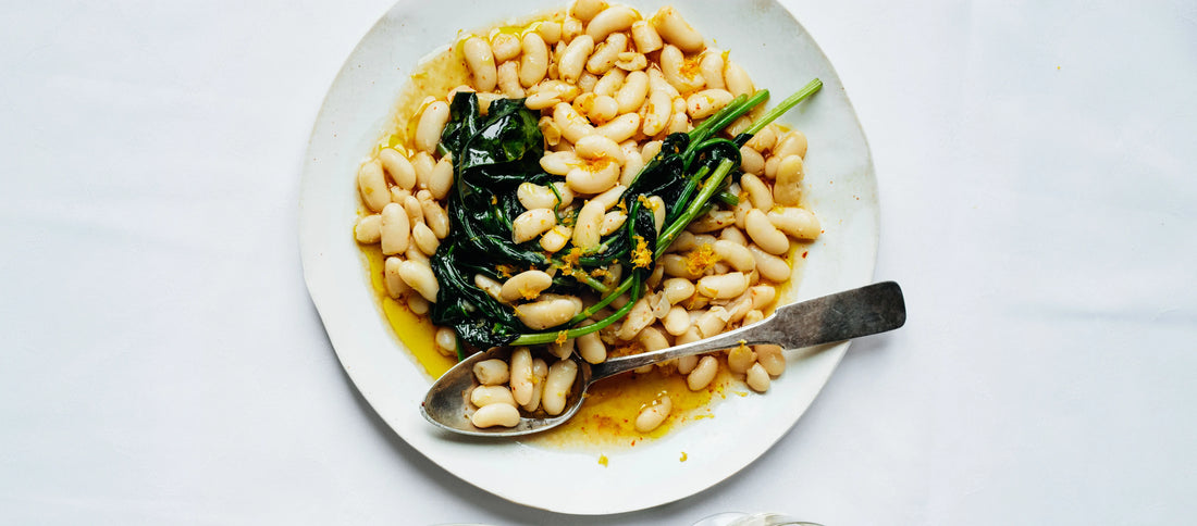 Small white beans on a plate