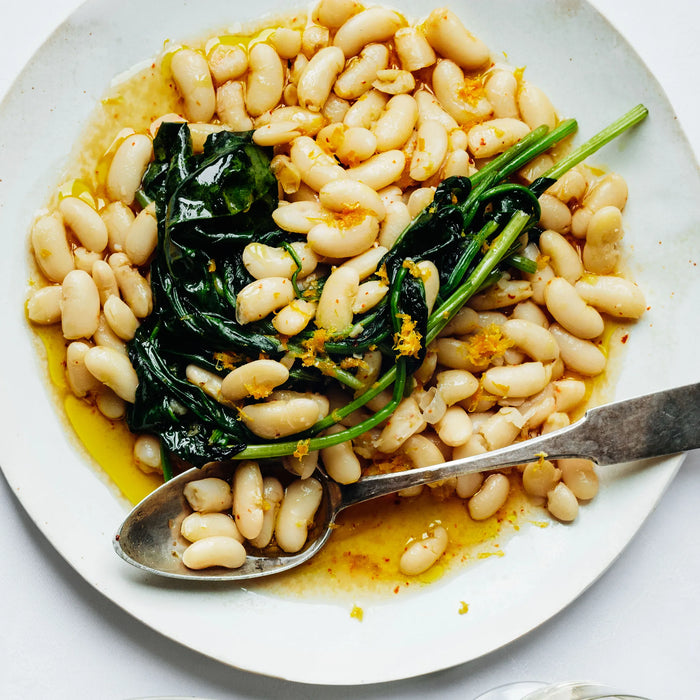 Small white beans on a plate