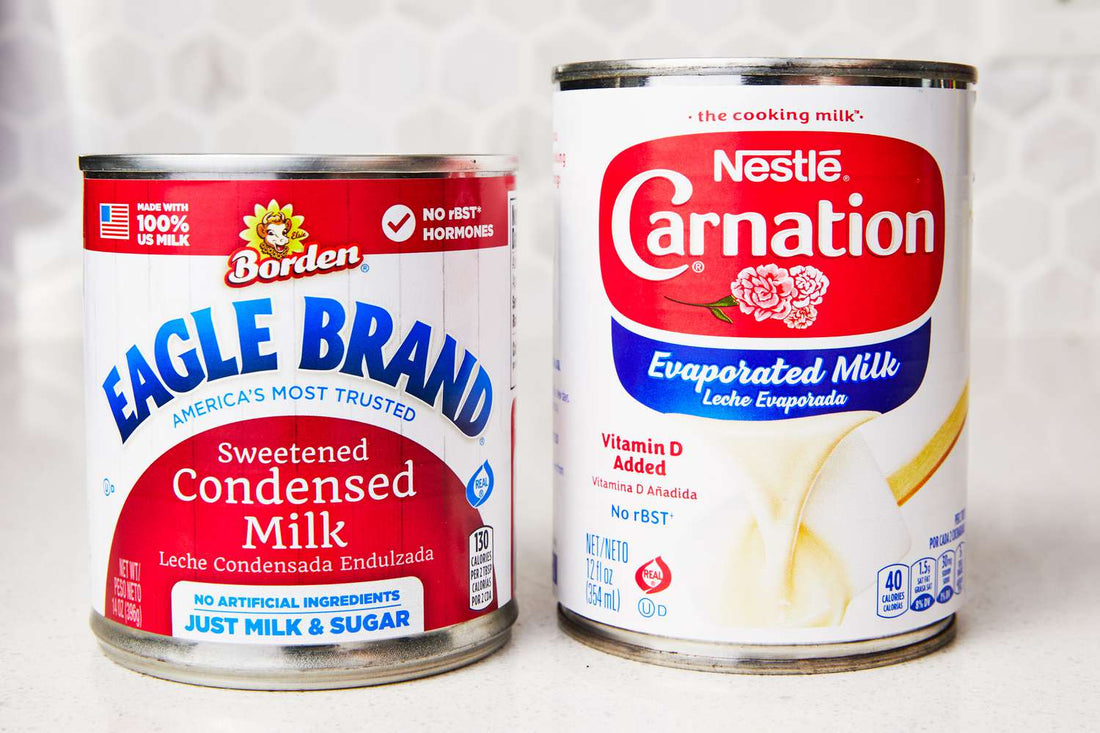 Cans of evaporated milk.