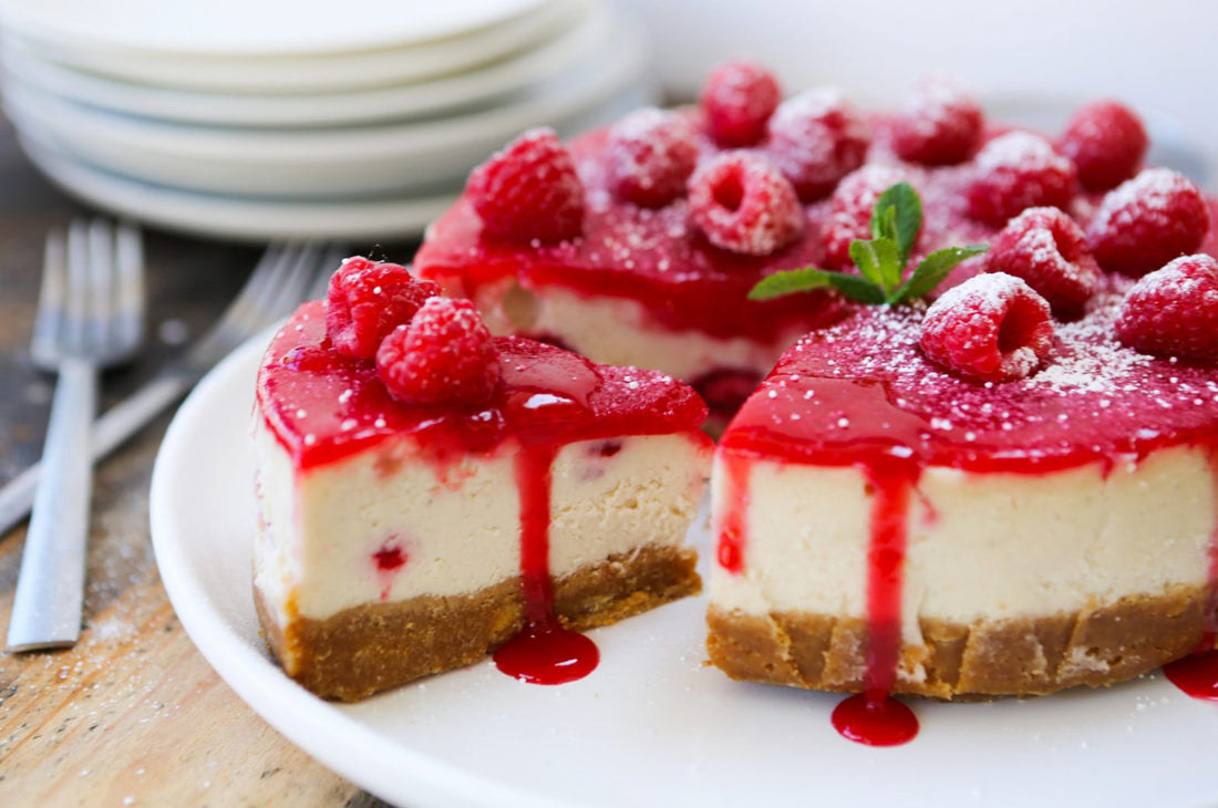 Slice of raspberry cheesecake