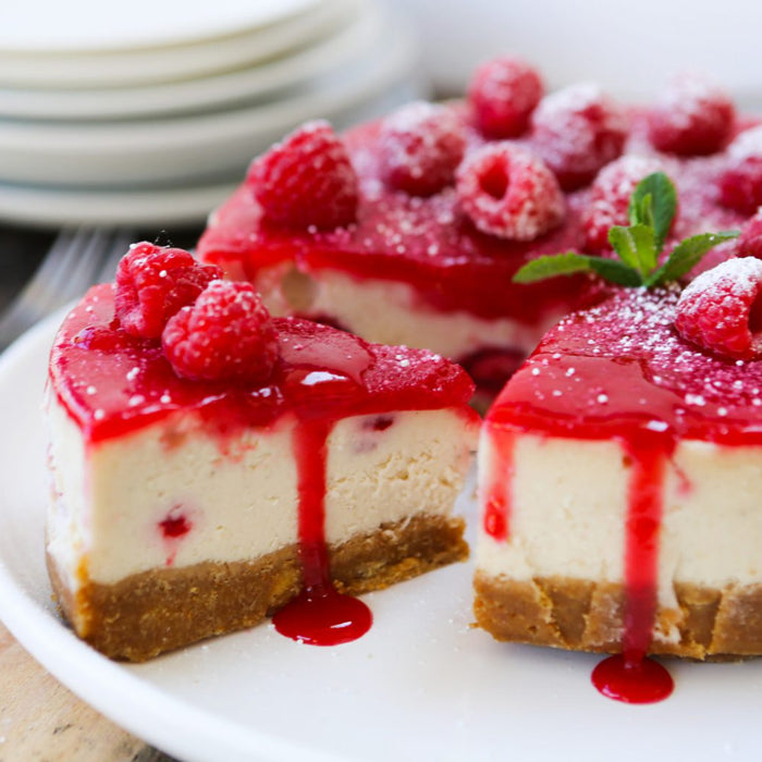 Slice of raspberry cheesecake