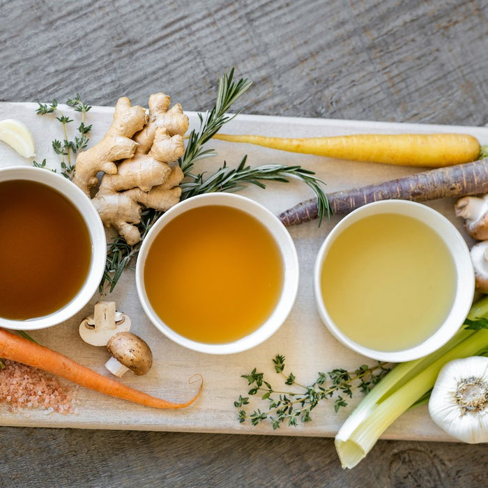 Chicken broth on a table