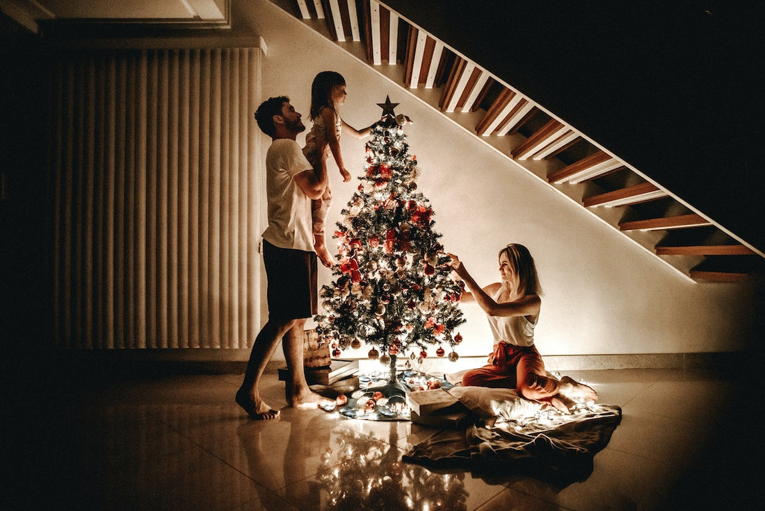 Christmas time with a Christmas tree.