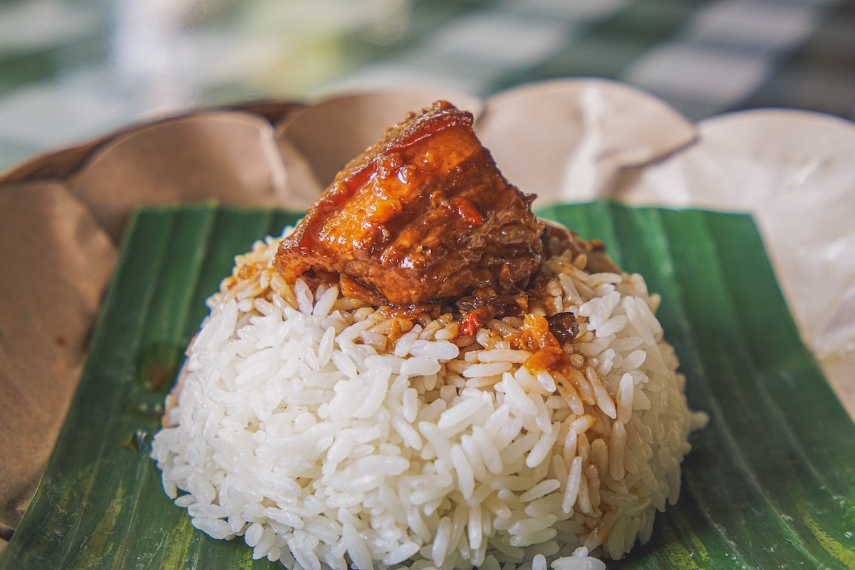 Cooked rice on a plate.