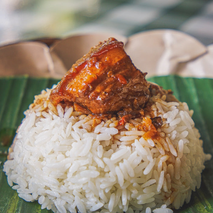 Cooked rice on a plate.