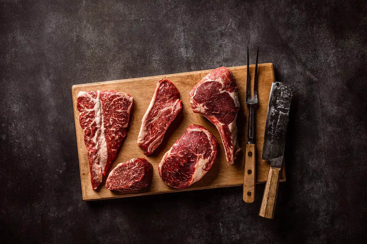 Cuts of different steaks