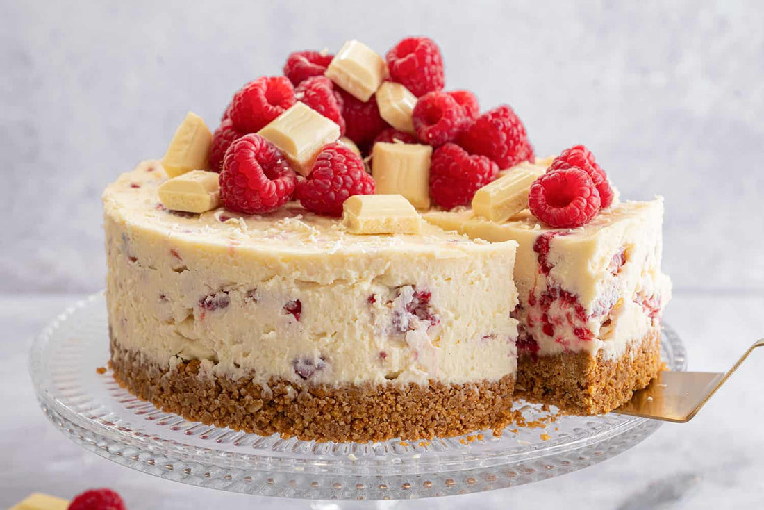 White chocolate and raspberry cheesecake.