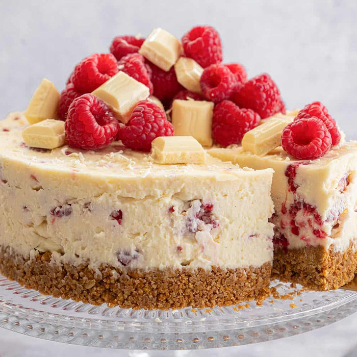 White chocolate and raspberry cheesecake.