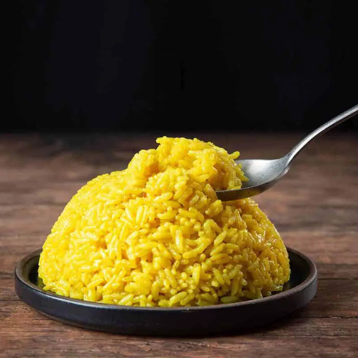 Sticky yellow rice.