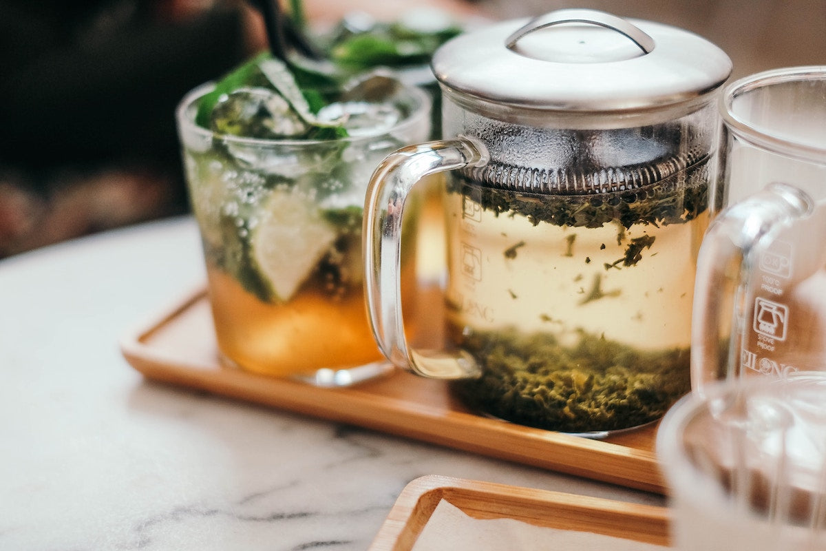 Jasmine tea in a pot.