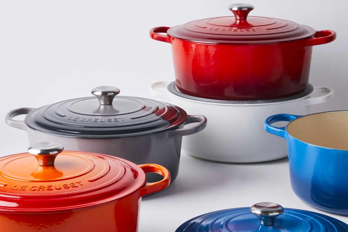 Les Creuset in different colours