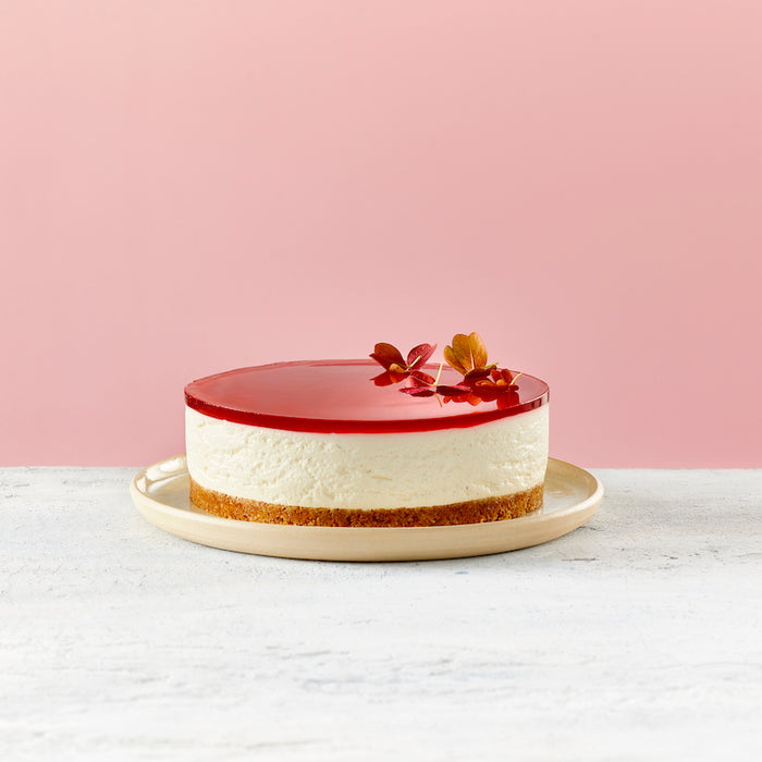 Raspberry gel cheesecake