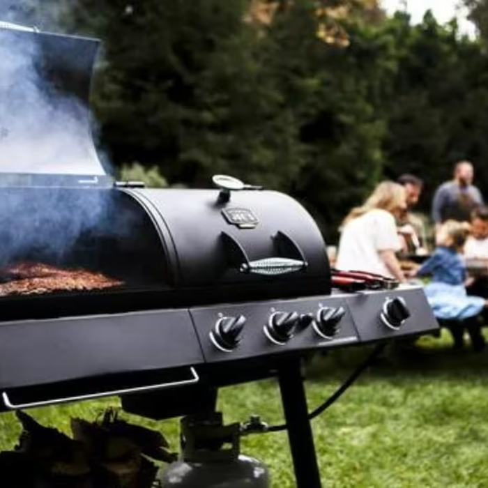 Smoker grill combos in a garden