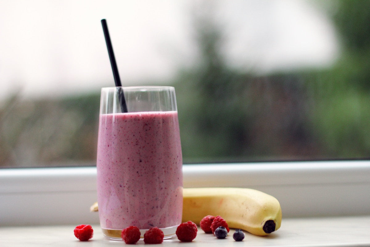 Banana and raspberry smoothie.