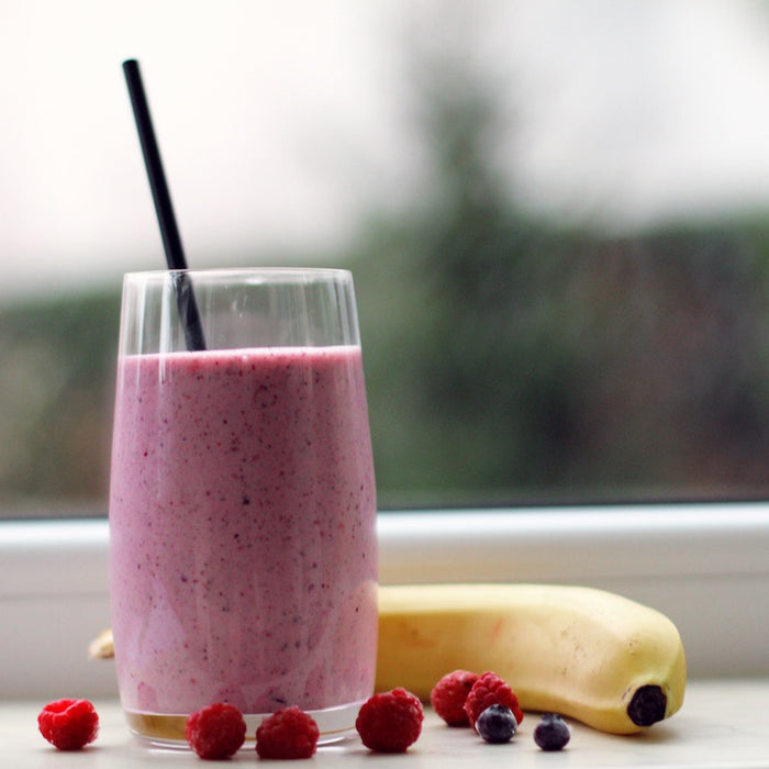 Banana and raspberry smoothie.