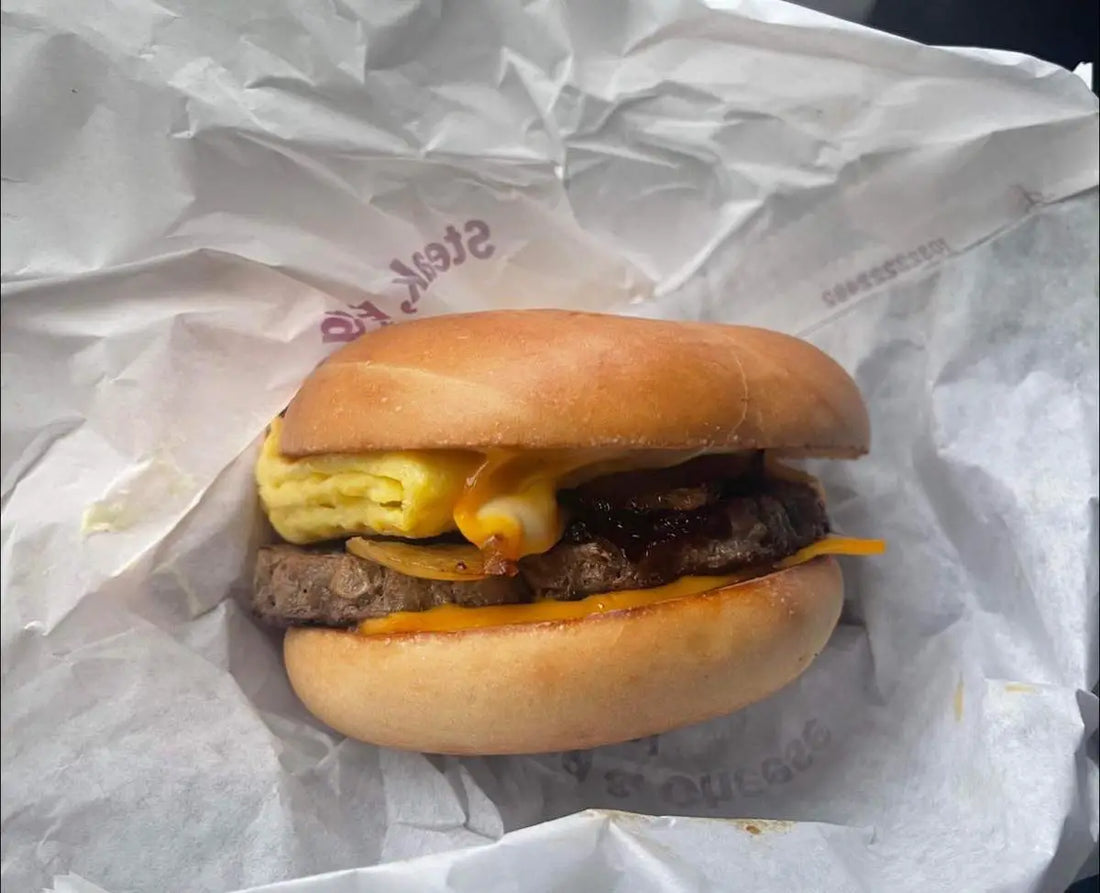 McDonald's famous steak, egg and cheese bagel.