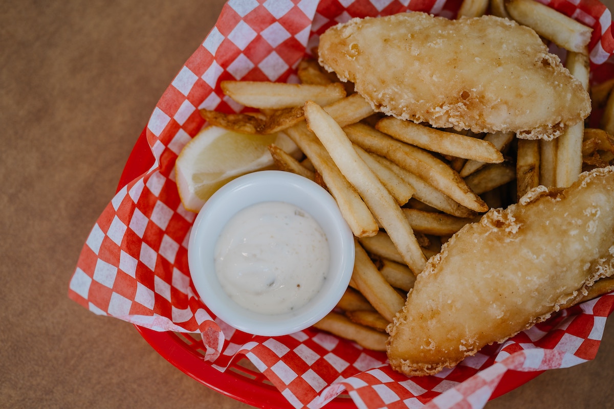 Non alcoholic beer used to substitute beer batter for fish and chips.