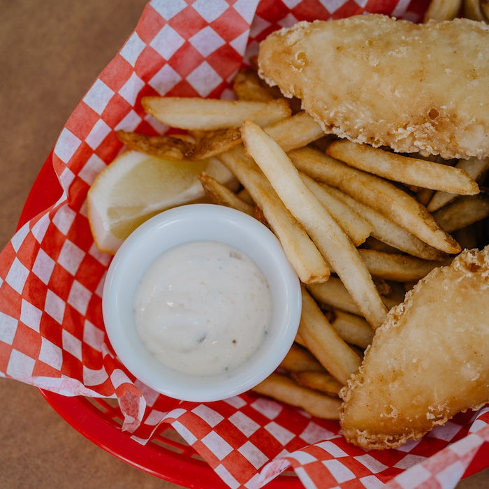 Non alcoholic beer used to substitute beer batter for fish and chips.