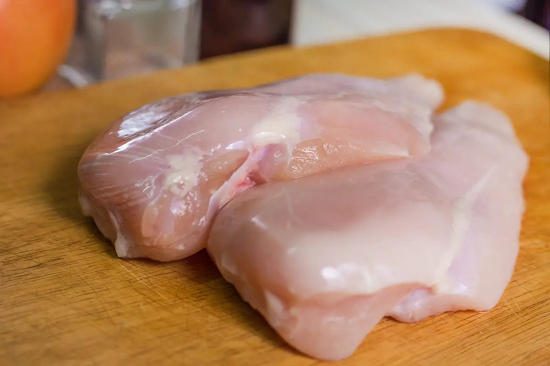 Chicken breasts. Veins in the chicken breast.
